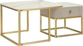 Кремави/златисти масички за кафе в комплект от 2 бр. от декор от мрамор 50x70 cm Beauty – Mauro Ferretti