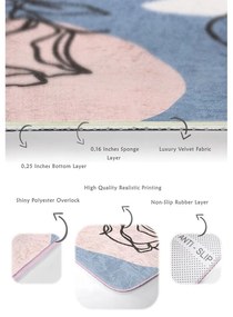 Сини розови кадифени постелки за баня в комплект от 2 бр. 60x100 cm Abstract Faces – Mila Home