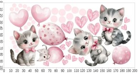 Детски стикер за стена - розови котенца Šírka: 100 cm | Dĺžka: 200 cm