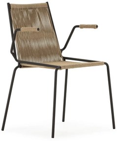 Бежови метални трапезни столове в комплект с подлакътници/за подреждане 2 бр. Emily – Marckeric