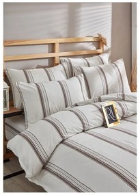 Кафяво-бежов памучен чаршаф за двойно легло 200x220 cm - Mila Home