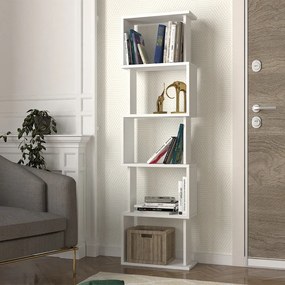 Книжна етажерка от меламин Alvina в бял цвят 45x19.6x158.8см.