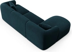 Кадифен ъглов диван в петролен цвят (ляв ъгъл) Campi – Cosmopolitan Design