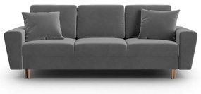 Светлосив кадифен разтегателен диван с място за съхранение 235 cm Kyoto – Cosmopolitan Design