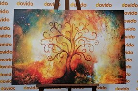 Картина на платно – Дърво на живота с абстракция на вселената