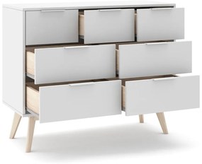 Бял нисък скрин с чекмеджета 120x83 cm Campus - Marckeric