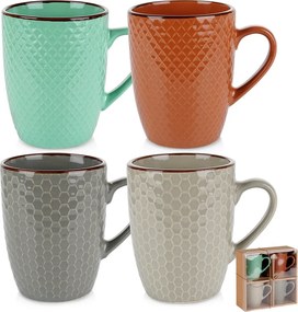 Комплект от 4 керамични чаши 400мл, многоцветни