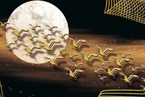 Картина на платно – Полет на птици по време на пълнолуние