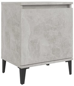 805841 vidaXL Нощно шкафче с метални крака, бетонно сиво, 40x30x50 см