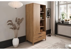 Гардероб от масивен дъб естествен 90x188 cm Twig – The Beds