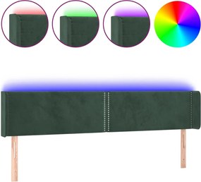 3123159 vidaXL LED горна табла за легло, тъмнозелена, 183x16x78/88 см, кадифе