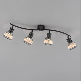 Черно осветително тяло за таван с метален абажур/с ратанов абажур 10,5x70 cm Straw – Fischer &amp; Honsel