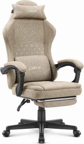 CABRO C503 дизайнерски геймърски стол с подложка за крака, до 150 кг, бежов