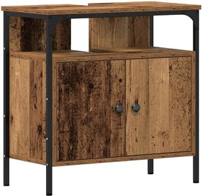 862232 vidaXL Шкаф за мивка за баня, старо дърво, 60x30x60см, инженерно дърво
