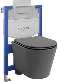 Mexen комплект за вграждане WC с рама Fenix XS-U с тоалетна Rico и забавяща се седалка, тъмен сив мат - 68530724071