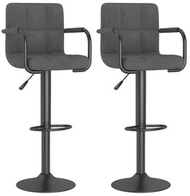 334660 vidaXL Бар табуретки, 2 бр, тъмносиви, кадифе