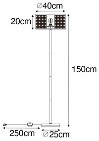 Ориенталска подова лампа бяла с ратан 40 см - Akira