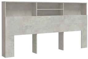 811893 vidaXL Табла за легло тип шкаф, бетонно сива, 200x19x103,5 см