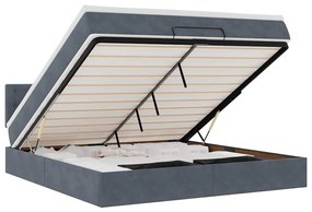 3312783 vidaXL Османска легло с матрак и LED, тъмносиво, 180x200 см, кадифе