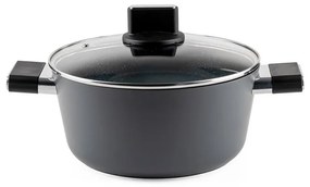 Тенджера Luigi Ferrero Regina FR-2440 24x11.5 см, 4.3 л, Незалепващо покритие, Стъклен капак с отвор за пара, Индукция, Черен