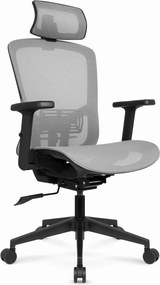 Ергономичен офис стол HC-1045 с мрежеста облегалка - сив