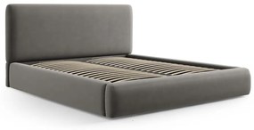 Сиво двойно тапицирано легло с място за съхранение с включена подматрачна рамка 160x200 cm Colonel – Cosmopolitan Design