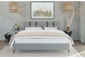 Светлосиво двойно тапицирано легло с включена подматрачна рамка 200x200 cm Tulsa – Ropez