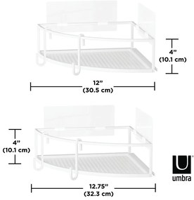 Бели ъглови самоносещи стоманени рафтове за баня 2 бр. Cubiko - Umbra