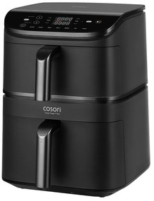 Двоен фритюрник с горещ въздух Cosori CAF-DC121 Turbo Tower, 2630W, 4.3/6.5 л, 7 програми, 30-230C, Сензорно управление, Таймер, Студени стени, Черен