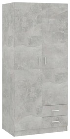 800643 vidaXL Гардероб, бетонно сив, 80x52x180 см, инженерно дърво