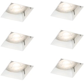 Комплект от 6 вградени прожектора бели GU10 50mm без рамка - Oneon