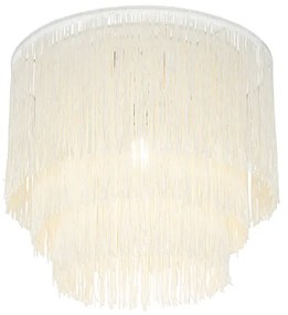 Ориенталска таванна лампа злато кремав абажур с ресни - Franxa