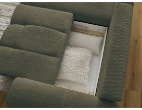 Сгъваем/с място за съхранение ъглов диван от прежда с примки от букле в цвят каки (ляв ъгъл) Roxelane – Bobochic Paris