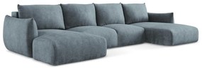Син шенилов сгъваем ъглов диван (U форма) Leila – Makamii