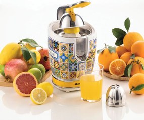 Цитрус преса Ariete Positano JUICER 0413/0P, 85W, Метално тяло, Безшумна работа, 2 приставки, Бял/Жълт