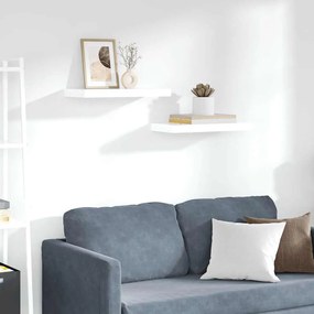 323746 vidaXL Окачени стенни рафтове, 2 бр, бял гланц, 50x23x3,8 см, МДФ