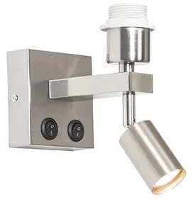 Модерен стенен аплик стомана с лампа за четене - Brescia