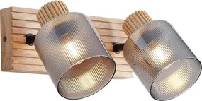 Smart spot hout met smoke glas 2-lichts draai- en kantelbaar incl. Wifi G45 - Gracy