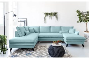 Светлосин U-образен разтегателен диван , ляв ъгъл Charming Charlie - Miuform