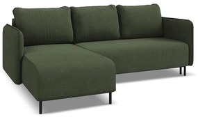 Зелен разтегателен ъглов диван с място за съхранение (ляв ъгъл) Luana – Makamii