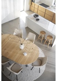 Кръгла сгъваема трапезна маса от декор от дъб в естествен цвят ø 135 cm Maddock – Rowico