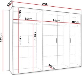Гардероб Малага пети крилен-Черен