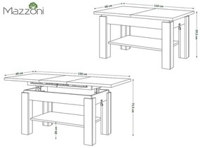 АСТОРИА Елегантен Орех - РАЗТЕГАТЕЛНА ХОЛНА МАСА С ПОВДИГАЩ МЕХАНИЗЪМ С РАФТ