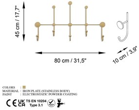 Метална стенна закачалка в златист цвят Dama – Kalune Design