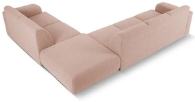 Розов ъглов диван от плат букле (десен ъгъл) Molino - Micadoni Home