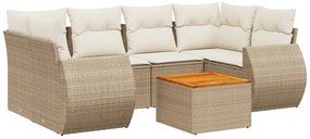 3257234 vidaXL Градински диван с възглавници, 7 части, бежов полиратан