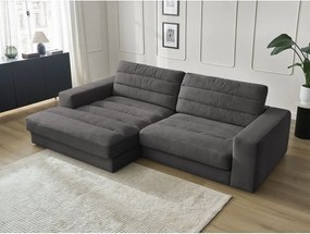 Антрацитен кадифен ъглов диван (ляв ъгъл) Sierra – Bobochic Paris