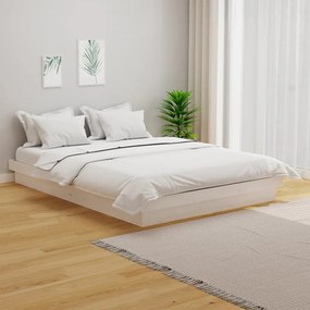 819903 vidaXL Рамка за легло, бяла, масивно дърво, 120х200 см