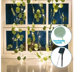 Aigostar - LED соларен гирлянд 70xLED/4x1м IP65 топла бяла евкалипт