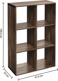 Рафт 5five Mix'n Modul Industrial, 6 отделения, Дърво